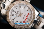 Rolex Datejust Oyster Perpetual Automatic Movement Full Steel with White Dial and Black Roman Markers-Lady Size