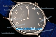 Patek Philippe Calatrava Miyota OS2035 Quartz Steel Case with Arabic Numeral Markers and Blue Dial