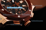 Hublot Big Bang Chronograph Swiss Valjoux 7750 Automatic Movement Black Dial with Stick Markers and Chocolate Rubber Strap