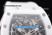 Richard Mille RM 055 Miyota 9015 Automatic Steel Case with Skeleton Dial Dot Markers Black Inner Bezel and White Rubber Strap