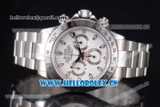 Rolex Daytona Chronograph Clone Rolex 4130 Automatic Stainless Steel Case/Bracelet with White Dial and Stick Markers (EF)