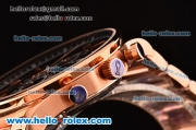 IWC Portuguese Chrono Japanese Miyota OS10 Quartz Rose Gold Case with Stick Markers Black Dial and Rose Gold Strap