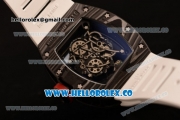 Richard Mille RM 055 Miyota 9015 Automatic Carbon Fiber Case with Skeleton Dial and White Rubber Strap