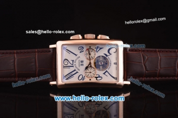 Franck Muller Long Island Tourbillon Automatic Movement Rose Gold Case with White Dial and Black Numeral Markers