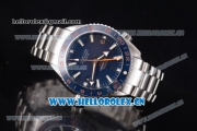 Omega Seamaster Planet Ocean 600m Co-axial GMT Clone Omega 8900 Automatic Stainless Steel Case/Bracelet with Blue Dial (KW)