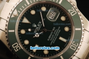 Rolex Submariner Swiss ETA 2836 Automatic Movement Steel Case and Strap with Green Dial and Green Ceramic Bezel