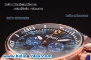 Ferrari Chronograph Miyota Quartz Full Rose Gold with Black Dial and Three Blue Subdials