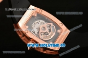 Richard Mille RM007 Miyota 6T51 Automatic Rose Gold Case with Diamonds Dial and Black Rubber Strap