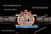 Breguet Grande Complication Moon Phase Chrono Venus 7750 Manual Winding Rose Gold Case with White Dial Black Leather Strap and Roman Numeral Markers (GF)
