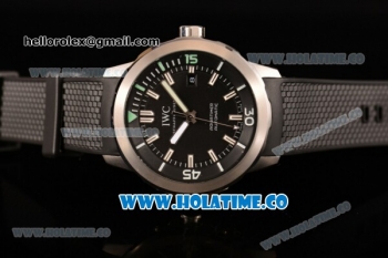 IWC Aquatimer Miyota Quartz Steel Case with Black Dial Black Rubber Strap and White Markers