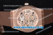 Hublot Classic Fusion Skeleton Asia Automatic Rose Gold Case with Skeleton Dial and Brown Rubber Strap