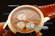 Breitling Transocean Quartz Rose Gold Case with Brown Dial and Brown Leather Strap