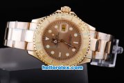 Rolex Yacht-Master Automatic Movement Full Gold with Khaki Dial and Round Marker