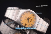 Omega Constellation Co-Axial Swiss ETA 2824 Automatic Full Steel with Yellow Stripy Dial and Silver Stick Markers