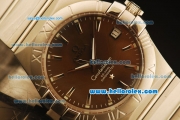 Omega Constellation Co-Axial Swiss ETA 2824 Automatic Full Steel with Brown MOP Dial and Silver Stick Markers-(35mm)