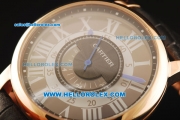 Cartier Rotonde de Cartier Automatic Movement Rose Gold Case with Black Dial and Black Leather Strap