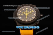 Hublot King Power Chrono Swiss Valjoux 7750 Automatic PVD Case with Black Dial and Yellow Stick Markers