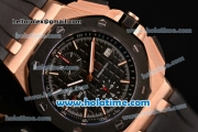 Audemars Piguet Royal Oak Offshore Chronograph Swiss Valjoux 7750 Automatic Rose Gold Case with PVD Bezel Stick Markers and Black Rubber Strap