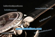 Rolex Daytona Chrono Swiss Valjoux 7750 Automatic Steel Case with Diamond Bezel Black Leather Strap and Brown MOP Dial