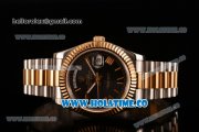 Rolex Day-Date II Asia 2813 Automatic Two Tone Case/Bracelet with Black Dial and Gold Roman Numeral Markers