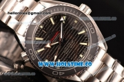 Omega Planet Ocean Clone Omega 8500 Automatic Steel Case/Bracelet with Black Grids Dial and White Stick Markers (EF)