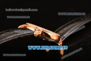 Patek Philippe Calatrava Miyota Quartz Rose Gold Case with White Dial and Roman Numeral Markers - Diamonds Bezel