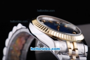 Rolex Datejust Oyster Perpetual Automatic Two Tone with Bue Dial-Diamond Marking and Gold Bezel