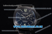 Panerai Luminor Chrono PAM 212 Copy Venus 75 Manual Winding PVD Case with Black Dial Stick Markers and Black Leather Strap