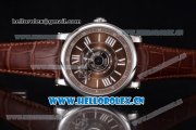 Cartier Rotonde de Cartier Astrotourbillon Asia 2813 Automatic Steel Case with Brown Dial Roman Numeral Markers and Brown Leather Strap