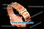 Cartier Rotonde De Miyota Quartz Rose Gold Case/Bracelet with Blue Dial and Diamonds Bezel