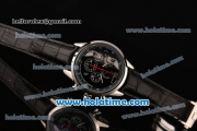 Tag Heuer Carrera Mikrotourbillons Chrono Swiss Quartz Steel Case with Black Leather Bracelet and Black Dial