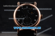 Breguet Classique Power Reserve Sea-Gull ST2153 Automatic Rose Gold Case with Black Dial and Black Leather Strap Roman Numeral Markers