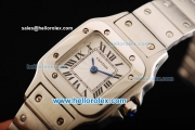 Cartier Santos 100 Miyota Quartz Movement Full Steel with White Dial and Black Roman Numerals-Lady Model
