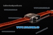 Minorva Swiss Tourbillon Manual Winding Steel Case with White Dial Orange Leather Strap and Black Roman Numeral Markers