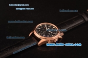 IWC Pilot's Swiss Valjoux 7750-SHG Automatic Rose Gold Case with Black Dial and Black Leather Strap