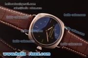 Panerai Radiomir Vintage 3646 Asia 6497 Manual Winding Steel Case with Black Dial and Brown Leather Strap