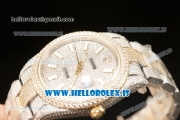 Rolex Day Date II YG Two Tone Case With All Diamond Roman ETA 2836 Auto Best Edition