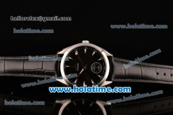 Omega Seamaster Aqua Terra 150 M Small Seconds 6497 Manual Winding Steel Case with Black Dial and Black Leather Strap