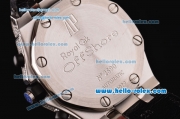 Audemars Piguet Royal Oak Offshore Chronograph Miyota OS10 Quartz Steel Case with Diamond Bezel Black Leather Strap and Black Dial