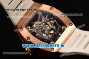 Richard Mille RM035-02 Americas Japanese Miyota 9015 Automatic Rose Gold Case Skeleton Dial With Dots Markers White Rubber Strap