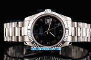 Rolex Datejust II Oyster Perpetual Automatic Movement Black Dial with Silver Rome Numeral Marker and SS Strap