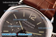 Panerai Radiomir Chrono Venus 75-CHG Automatic Steel Case with Black Dial and Brown Leather Strap - 1:1 Original