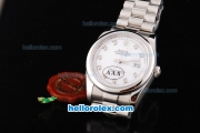 Rolex Datejust Oyster Perpetual Swiss ETA 2836 Automatic Movement Silver Case with White Dial and Diamond Markers