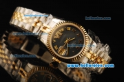 Rolex Datejust Automatic Movement ETA Coating Case with Gold Bezel and Gold Roman Numerals