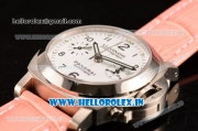 Panerai Luminor Chrono PAM310 Swiss Valjoux 7750-SHG Automatic Steel Case with Pink Leather Strap and White Dial