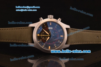 IWC Pilot's TOP GUN Miramar Chronograph Miyota OS20 Quartz Steel Case with Black Dial and Nylon Strap - 7750 Coating