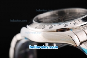 Rolex Daytona II Automatic Movement Silver Case with Black Dial and White Stick Marker-SS Strap