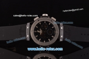 Hublot Aero Bang Chrongraph Swiss Valjoux 7750-DD Automatic Ceramic Case with Stick Markers Titanium Bezel and Black Rubber Strap