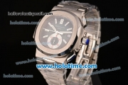 Patek Philippe Nautilus Chrono Swiss Valjoux 7750-SHG Automatic Full Steel with Blue Dial and Stick Markers - 1:1 Original (BP)