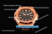 Patek Philippe Nautilus Asia Automatic Rose Gold Case with Black Dial and White Sitck Markers